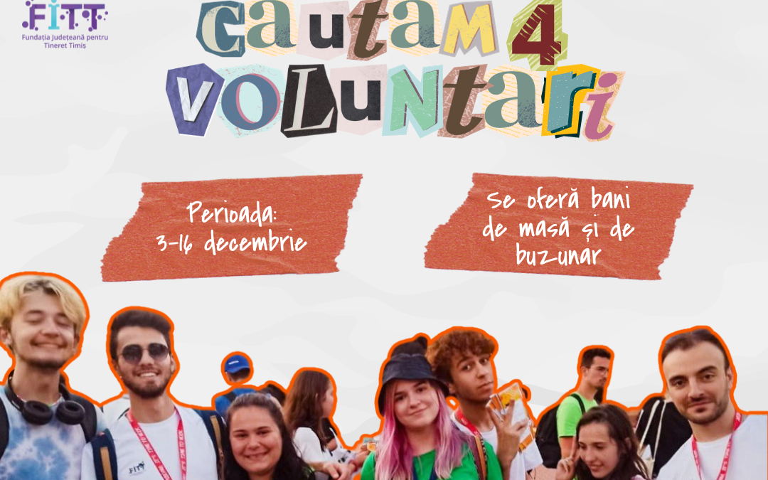 Opportunitate de voluntariat pentru tineri din Timișoara pentru 2 săptămâni.